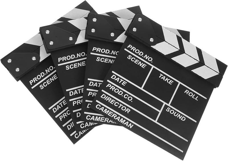4Pcs Wooden Movie Clapboard Set With Color Sticks And Dry Erase Film Board For Directors - Image 1